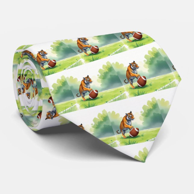 Corbata Mascota Bengala Tigre Con Fútbol (Enrollado)
