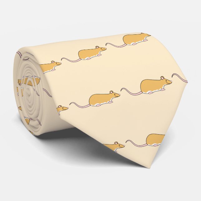 Corbata Mascota Rat. Cinnamon Berkshire, Belly Blanco. (Enrollado)