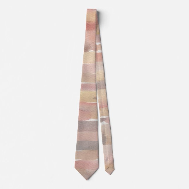 Corbata masculina abstracta neutral de acuarela mo (Anverso)