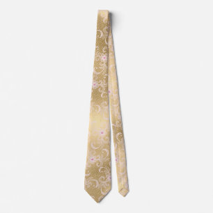 Corbata masculina de encaje dorado elegante