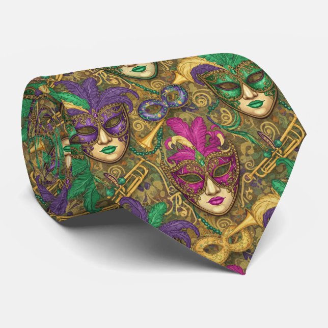 Corbata Masquerade Majesty Mardi Gras (Enrollado)