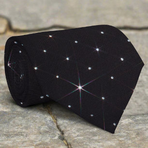 Corbata Material negro de diamante brillante con strass br