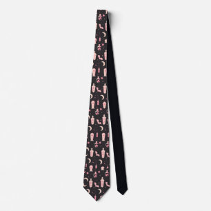 Corbata Matrícula de brujería negra y vampiro rosa