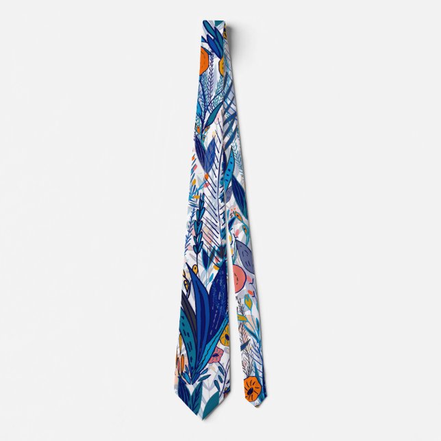 Corbata Maximalist Blue Floral (Anverso)