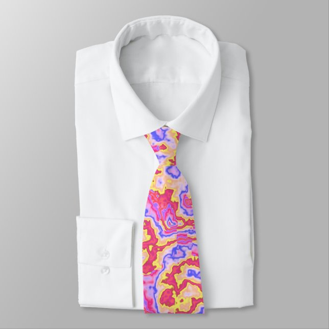 Corbata Maximalista Neon Trippy Acid Trip Groovy Marble (Atado)
