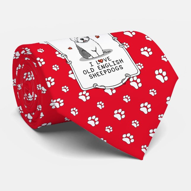 Corbata Me encantan los viejos perros pastores ingleses (G (Enrollado)