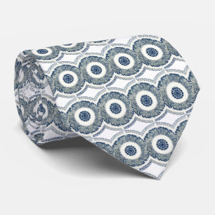 Corbata Medallón Chino: Chinoiserie Azul Índigo