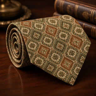 Corbata Medallón de azulejo marroquí oliva oxidado