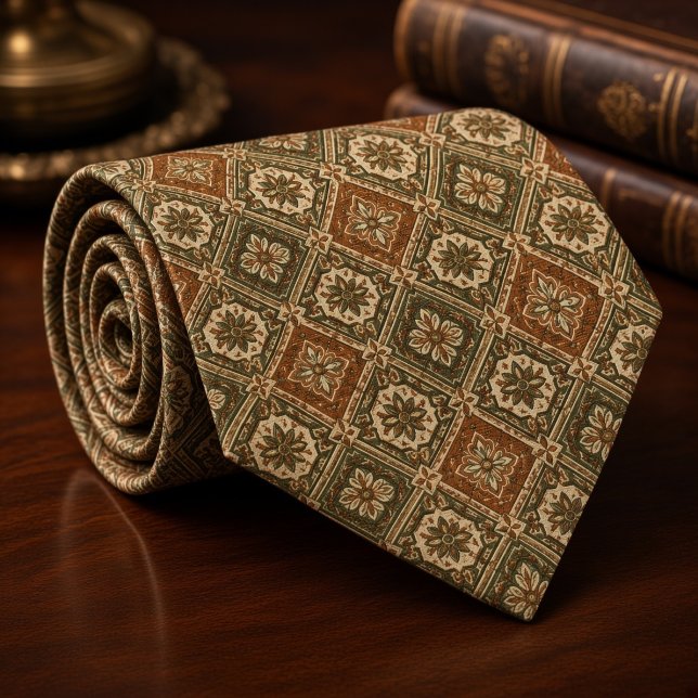 Corbata Medallón de azulejo marroquí oliva oxidado (Subido por el creador)