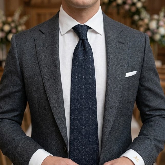 Corbata Medallón de Encaje Tonal de Marina (Subido por el creador)