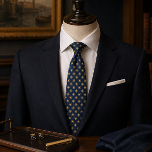 Corbata Medallón de herencia de Champagne y Navy de median