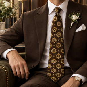 Corbata Medallón de Mantequilla Marrón Amarillo Patrimonio