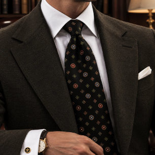 Corbata Medallón de tono de joya negro patrimonio