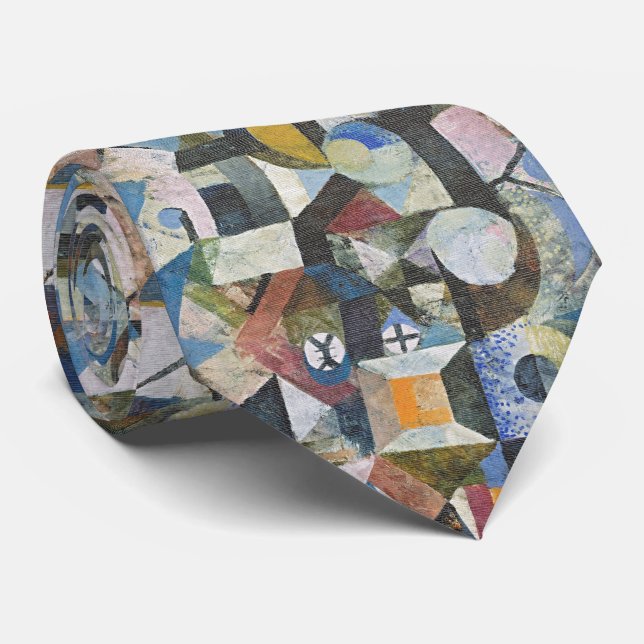 Corbata Media Luna Amarilla - Arte Fino Abstracto (Enrollado)