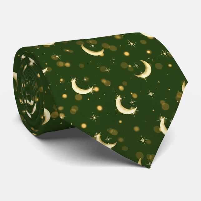 Corbata Medialuna dorada Bokeh - Estrellada celestial (Enrollado)
