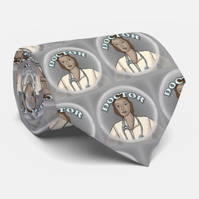 Corbata Médica Negra Femenina Retro (Enrollado)