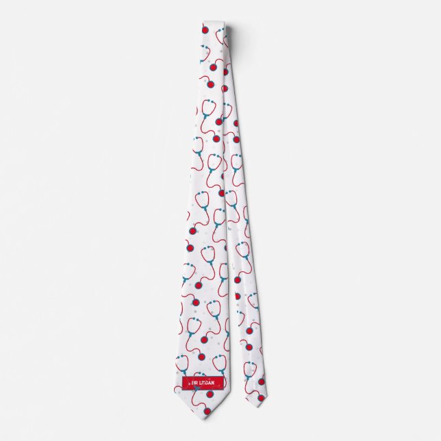 Corbata Médica nombre personalizado estetoscopio regalo mé (Anverso)