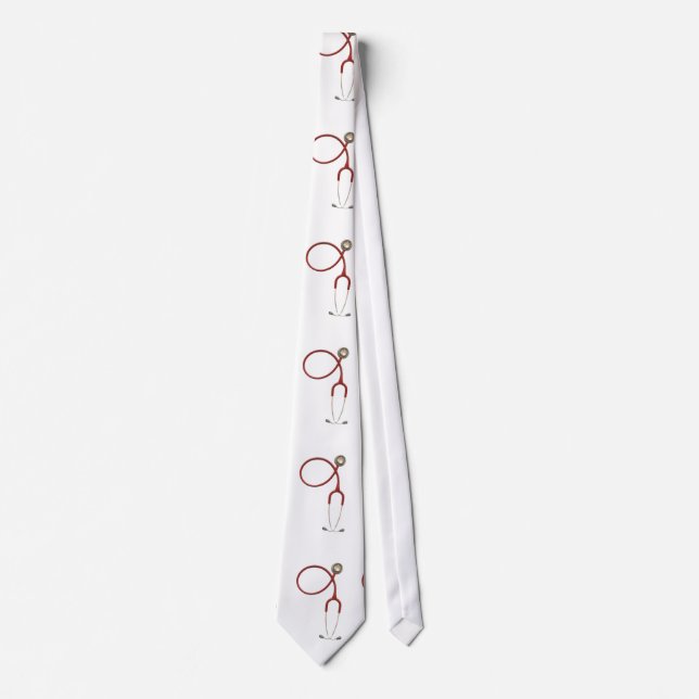 Corbata Médicas Necktie con estetioscopio en blanco (Anverso)