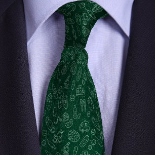 Corbata Médicas verdes, profesionales de la salud Doodle