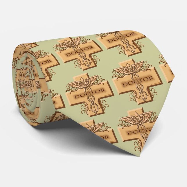 Corbata médico caduceo cruz  (Enrollado)