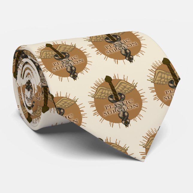 Corbata Médico Cirujano Plástico Caduceo (Enrollado)