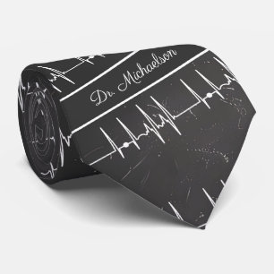 Corbata Médico Doctor Cardiólogo Cardiograma Nombre