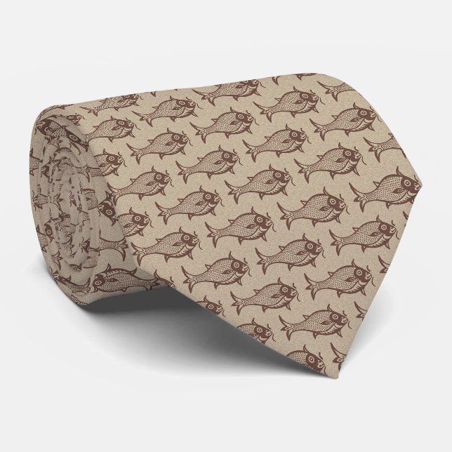 Corbata Medieval Block-Printed Fish Neck Tie (Enrollado)
