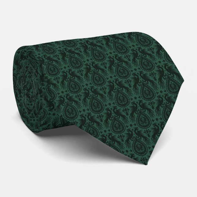 Corbata medieval de dragones azul verdoso oscuro (Enrollado)