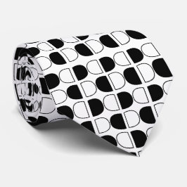 Corbata Medio Círculo Geométrico Negro y Blanco