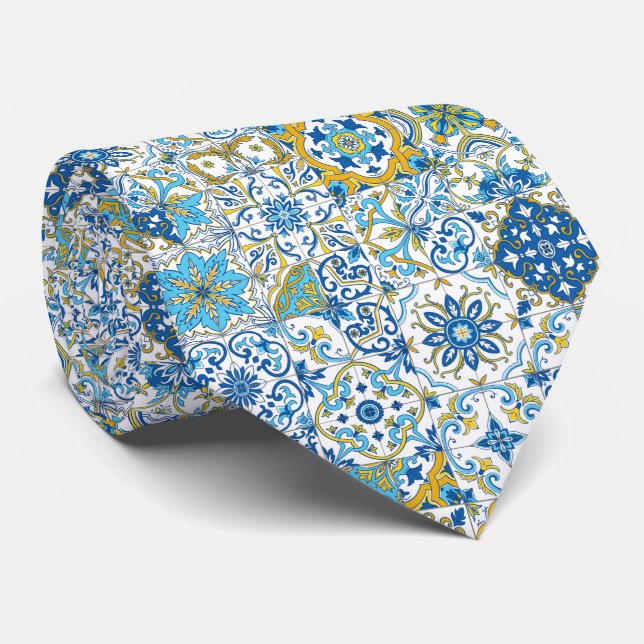 Corbata Mediterranean hues/ Azulejo tiles (Enrollado)