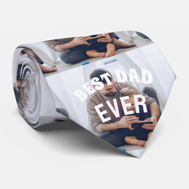 Corbata Mejor collage de fotos de papá Personalizado crear (Enrollado)