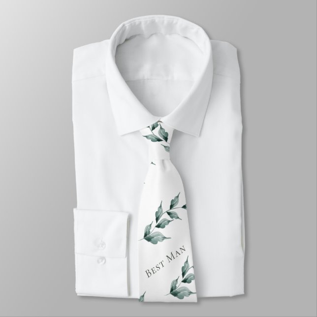 Corbata Mejor hombre con puntas de cuello | Jade verde gri (Atado)