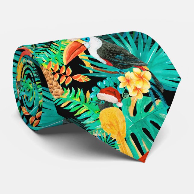 Corbata Mele Kalikimaka Aves de la Selva Tropical (revisad (Enrollado)