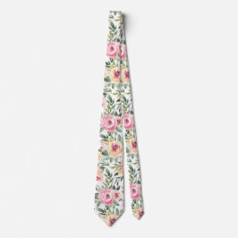 Corbata Melodía acuática floral rosa Necktie
