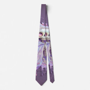 Corbata Melodías mágicas del lindo esqueleto morado.