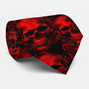 Corbata Memento Mori Skulls Red Tie