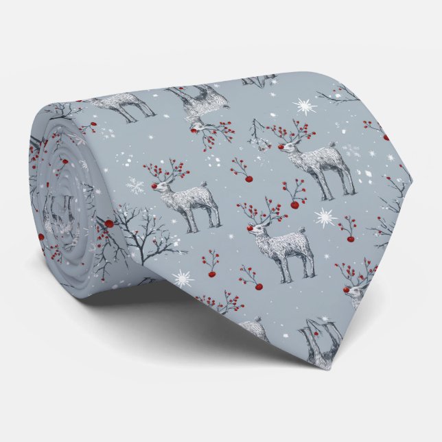 Corbata Men’s Reindeer Christmas Neck Tie (Enrollado)