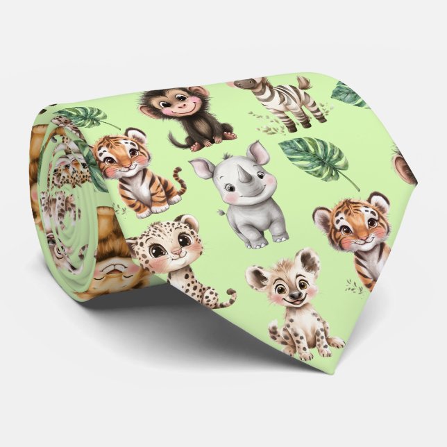 Corbata Menagerie of Safari Animals Neck Tie (Enrollado)