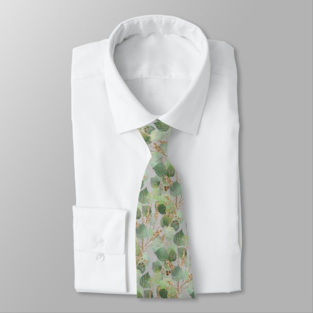 CORBATA MENTIRAS BOTÁNICAS GRIS VERDE SAGE (Atado)