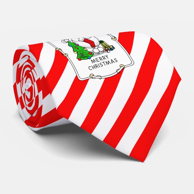 Corbata Merry Christmas Tree 2 Poodle (blanco) Dog Fun (Enrollado)