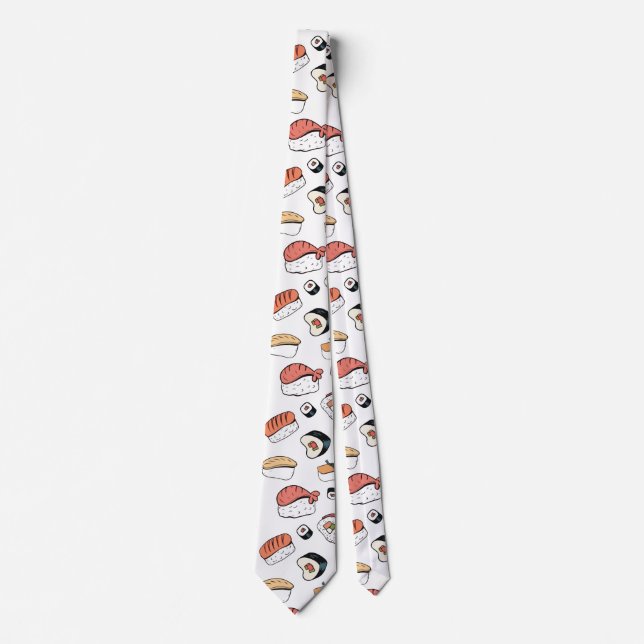 Corbata Mezcla de Sushi Dibujada a Mano (Anverso)
