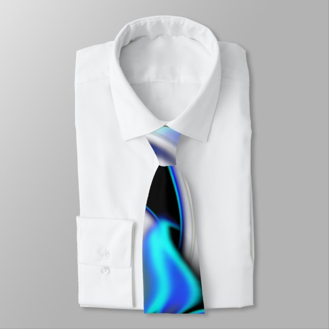 Corbata Mezcla suave con curvas de neón azul sobre la somb (Atado)