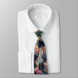 Corbata Miami en Navidades y Año Nuevo en acuarelas