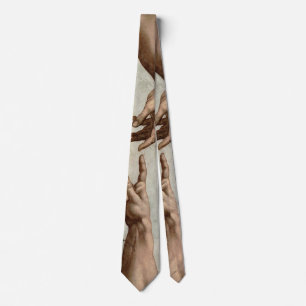 Corbata Michaelangelo manos creación adam dios