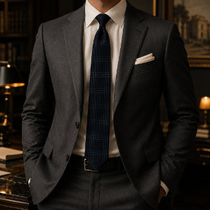Corbata Micro-Cuadrícula Ejecutiva de Medianoche