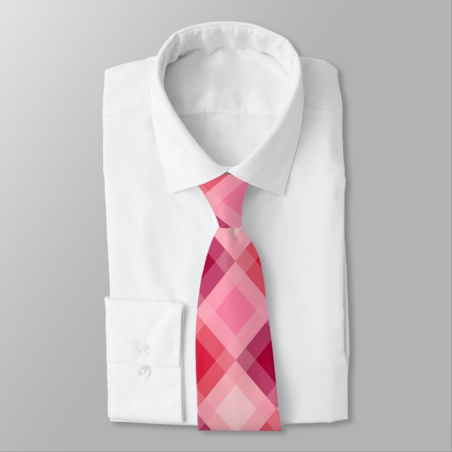Corbata Mid-Century mega plaid - pink and wine (Atado)