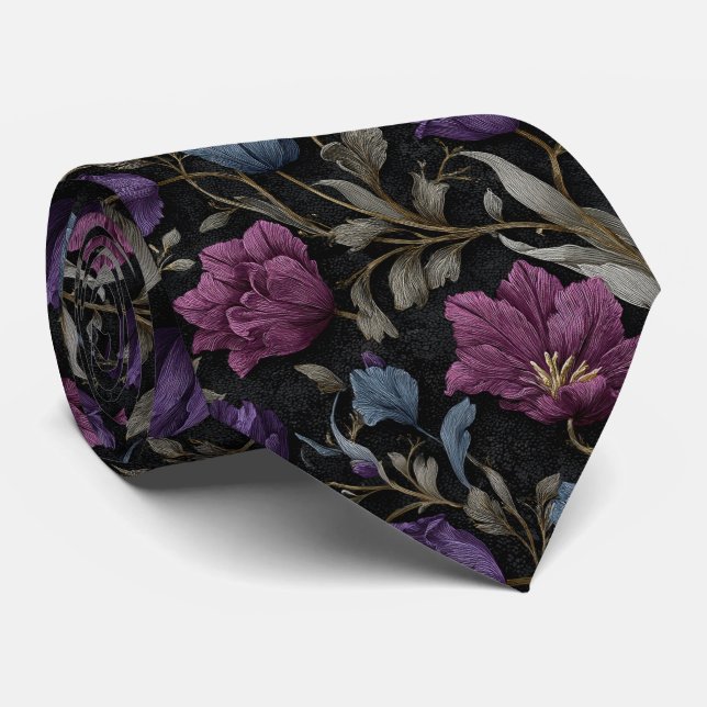 Corbata Midnight Purple Rose Wedding (Enrollado)