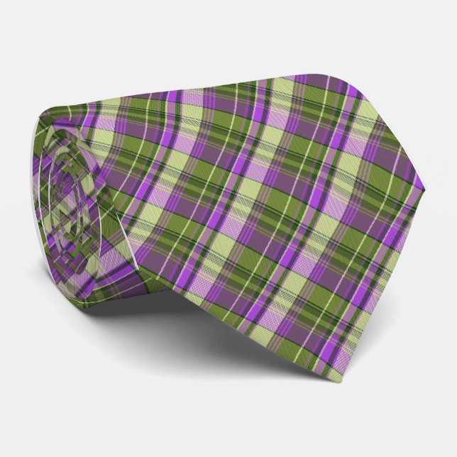 Corbata Mini Madras Plaid Purple Single-Sided (Enrollado)