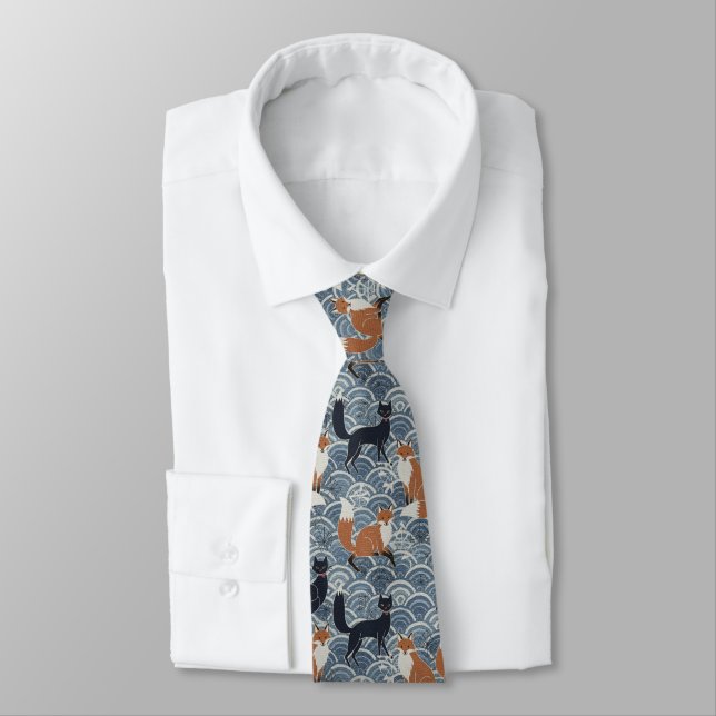 Corbata Minimal Japanese Pattern Necktie – Asanoha Wave (Atado)