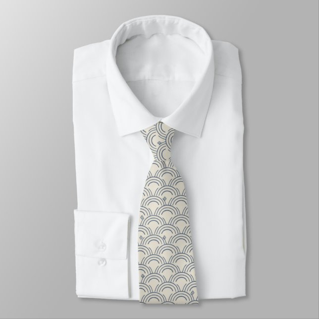 Corbata Minimal Japanese Pattern Necktie – Seigaiha Design (Atado)